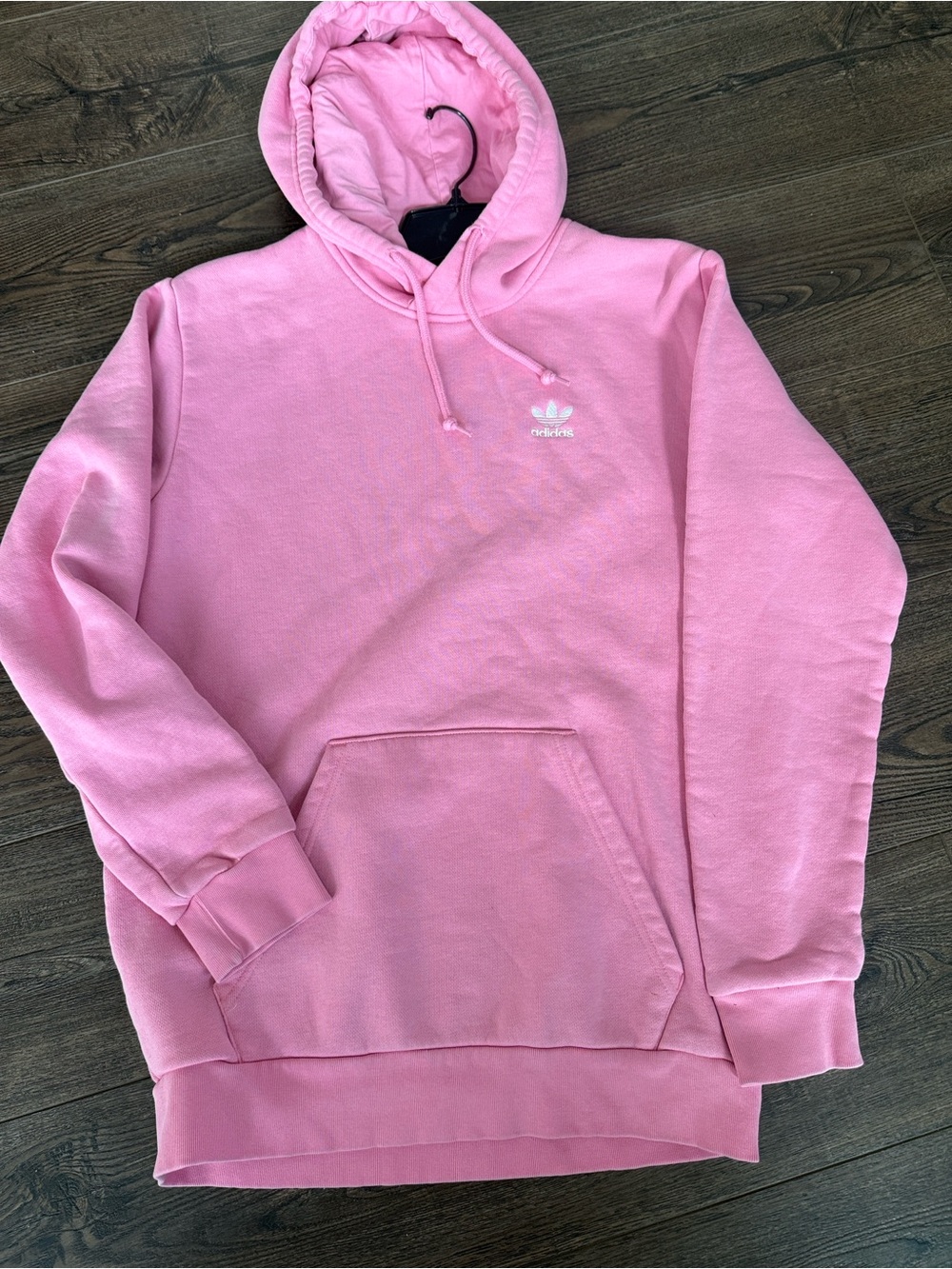 Adidas Adicolor Essentials Originals Embroidered Trefoil Hoodie Bliss Pink S - Picture 2 of 8